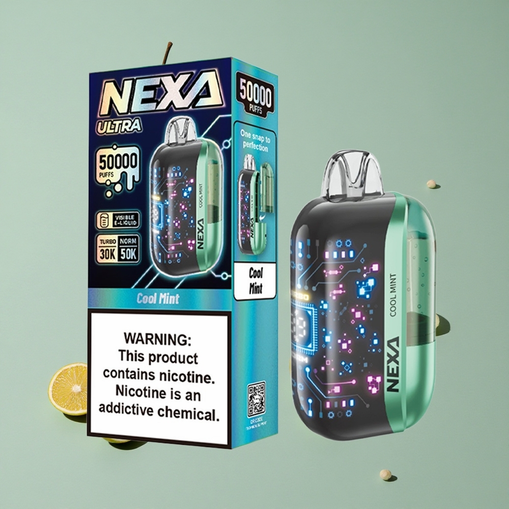 NEXA Ultra 50K סיגריה אלקטרונית חד פעמית מנטה קריר עם 20 מ\ל קיבולת טעונה מראש ו-50000 שאיפות