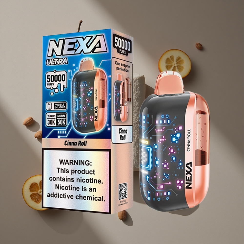 NEXA Ultra 50K סיגריה אלקטרונית חד פעמית עם 20 מ\ל ומסך תלת מימד קינמון