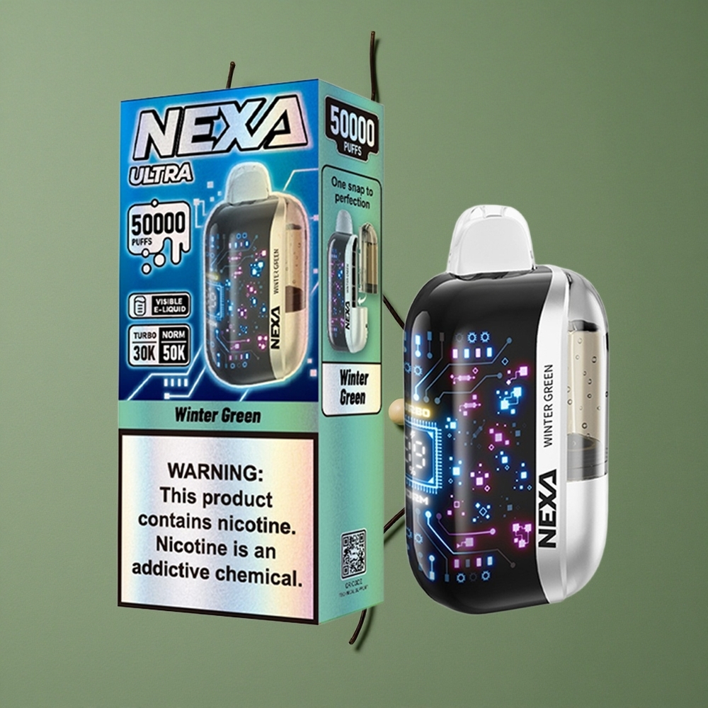NEXA Ultra 50K סיגריה אלקטרונית חד פעמית עם 20מ\ל טעון מראש ו-50000 שאיפות בטעם ירוק חורפי