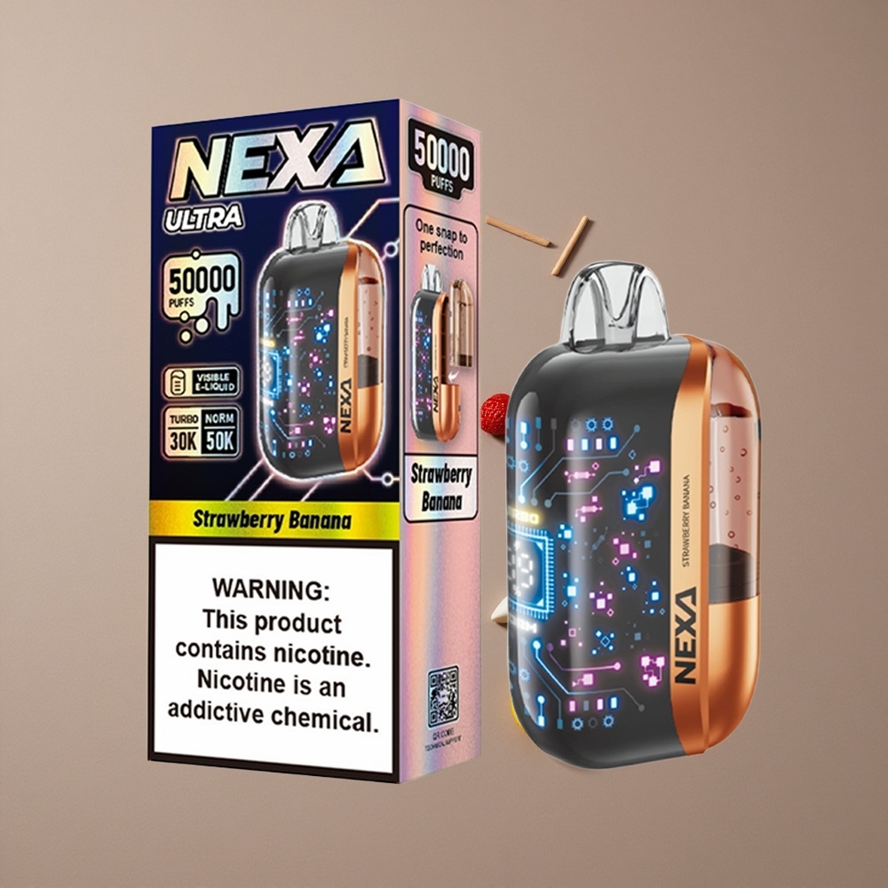 NEXA Ultra 50K סיגריה אלקטרונית חד פעמית תות בננה עם 20ml קיבולת מובנית ו-50000 שאיפות
