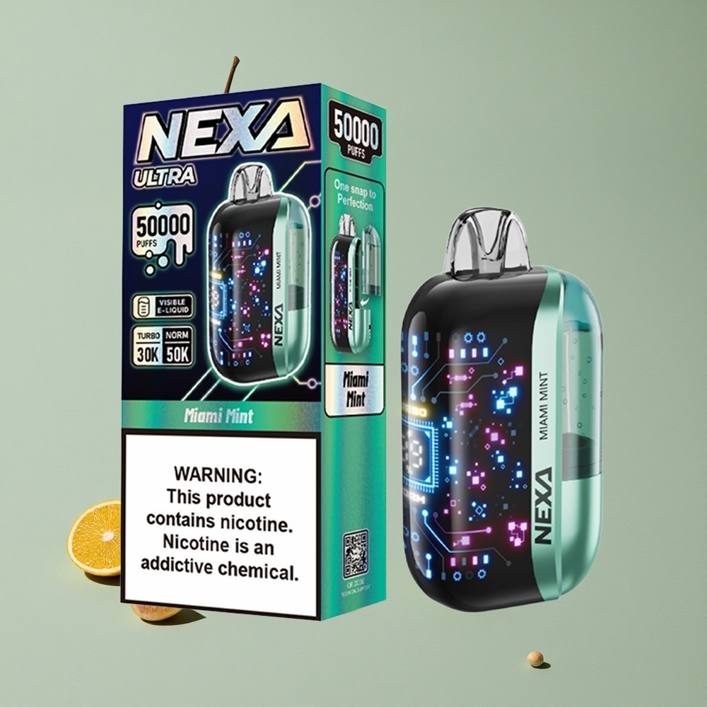 NEXA Ultra 50K סיגריה חד פעמית מיאמי נענע עם 20 מ\ל קיבולת מובנית ו-800mah סוללה