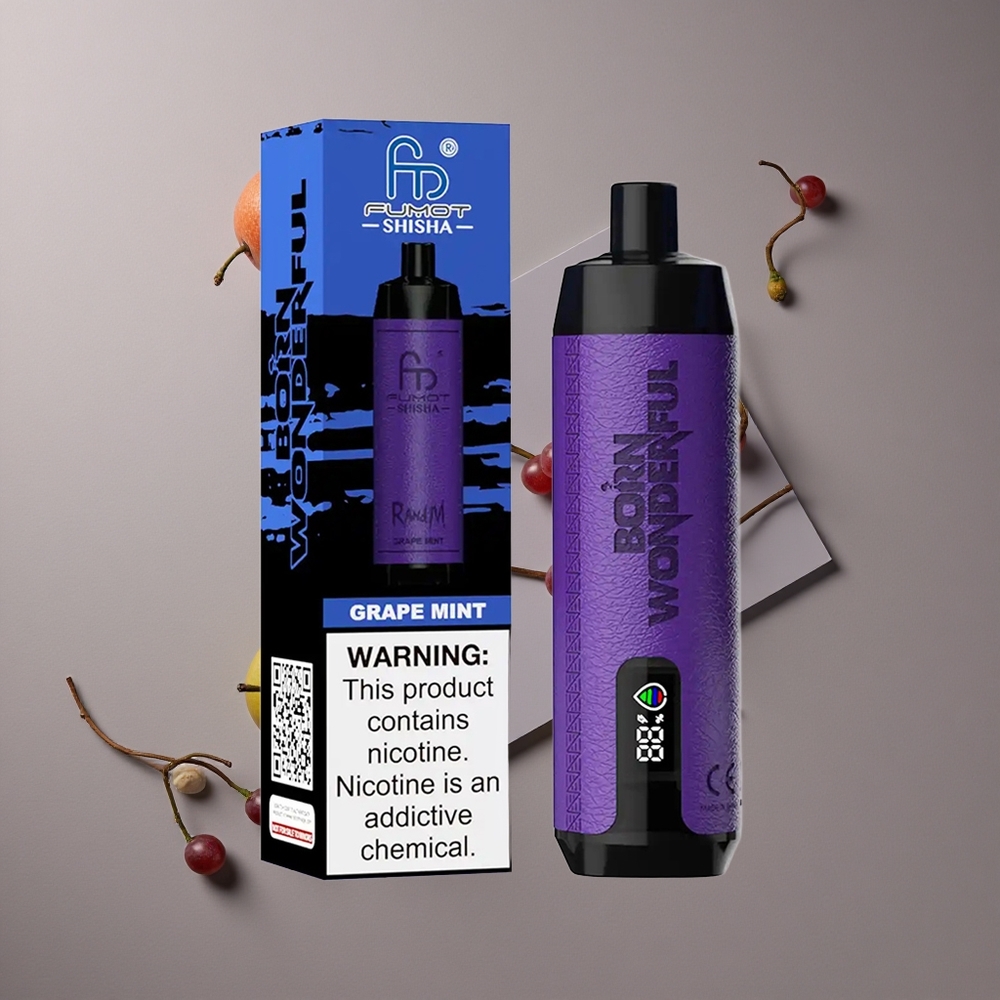 RandM Fumot Shisha 10000 Puffs אֶצְבַּע LED טעם ענב מנטה