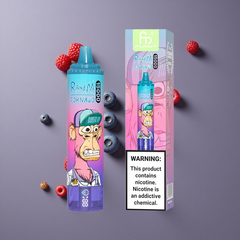 RandM Fumot Tornado 15000 Puffs 25ml פאפים 850mAh בטריה אוכמניות פטל