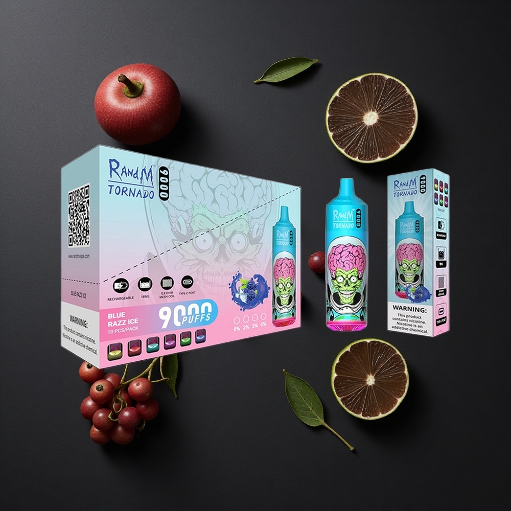 RandM Fumot Tornado 9000 Puffs 18 מ\ל דרקון שחור קרח