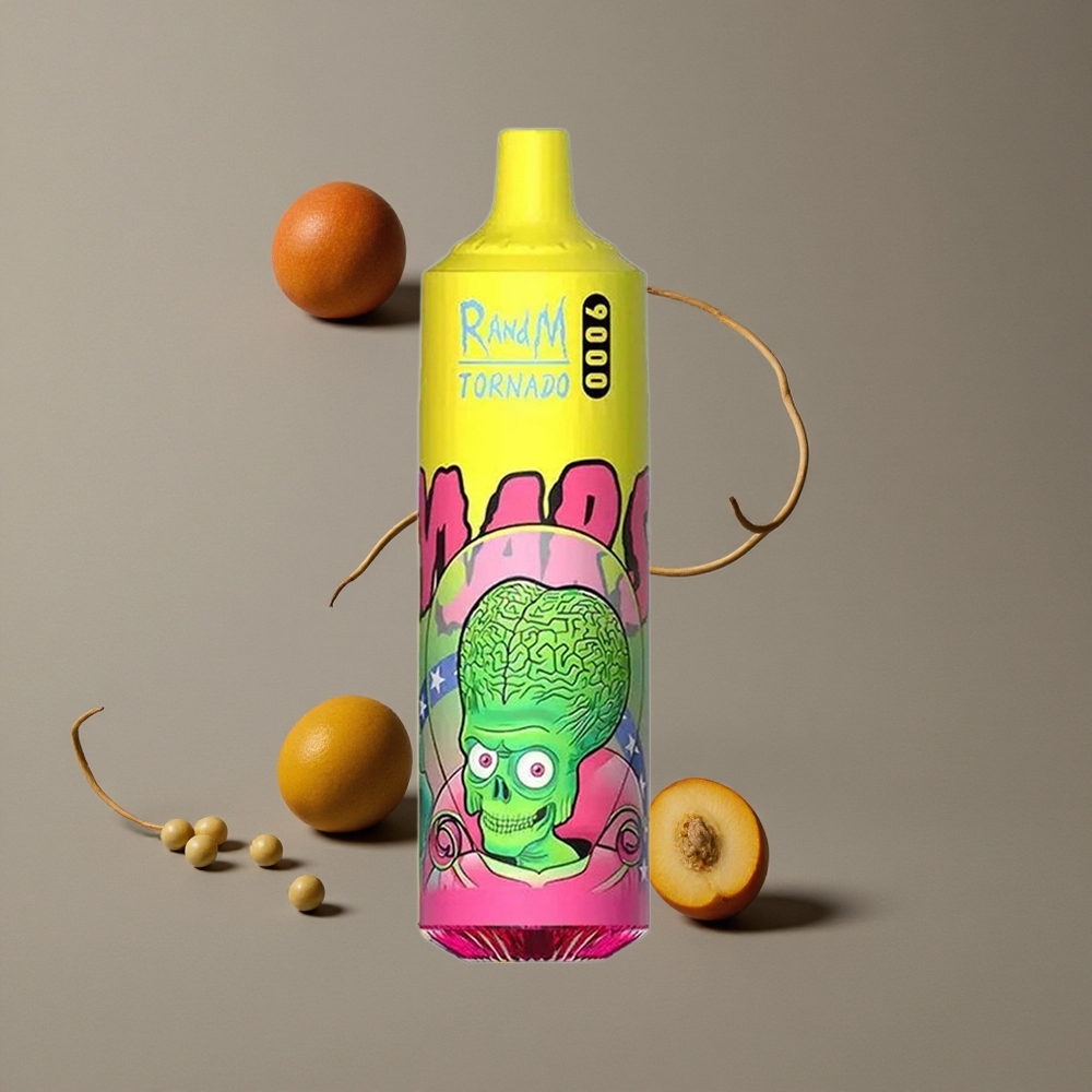RandM Fumot Tornado 9000 Puffs וייפ חד פעמי מנגו משולש (Triple Mango) עם סוללה נטענת 850 mAh ותצוגת RGB אלגנטית