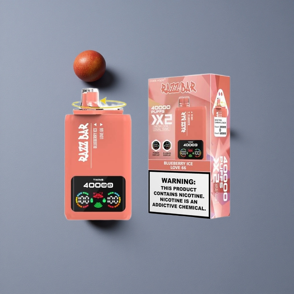 Razz Bar 40000 Puffs וייפ חד פעמי 40000 Puffs תצוגת מסך כוח Blueberry Ice (אוכמניות קרח)_Love 66