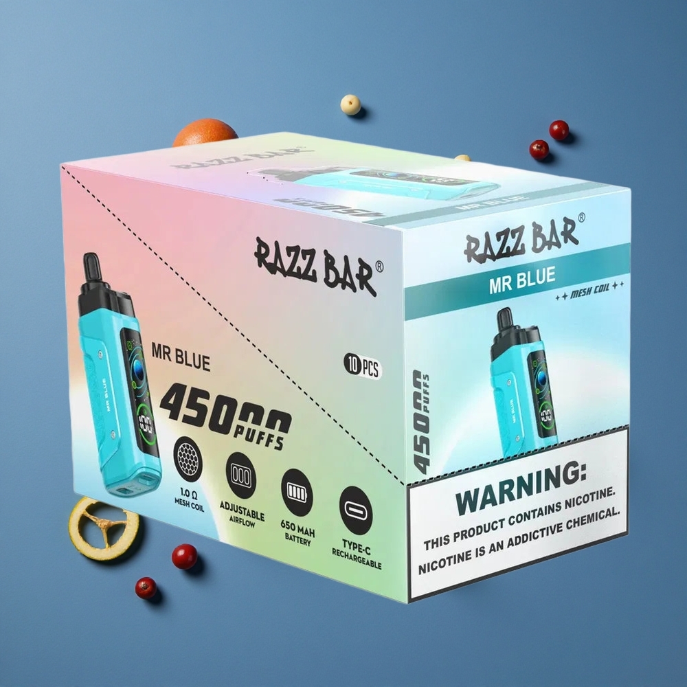 Razz Bar 45000 Puffs מסיר התקן סיבולת גבוהה 10 אוהם סליל רשת מר בלוא