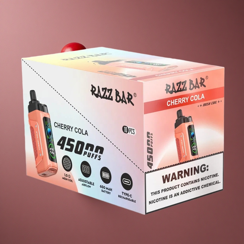 Razz Bar 45000 Puffs סוללה 650 מגה-אמפר דובדבן קולה