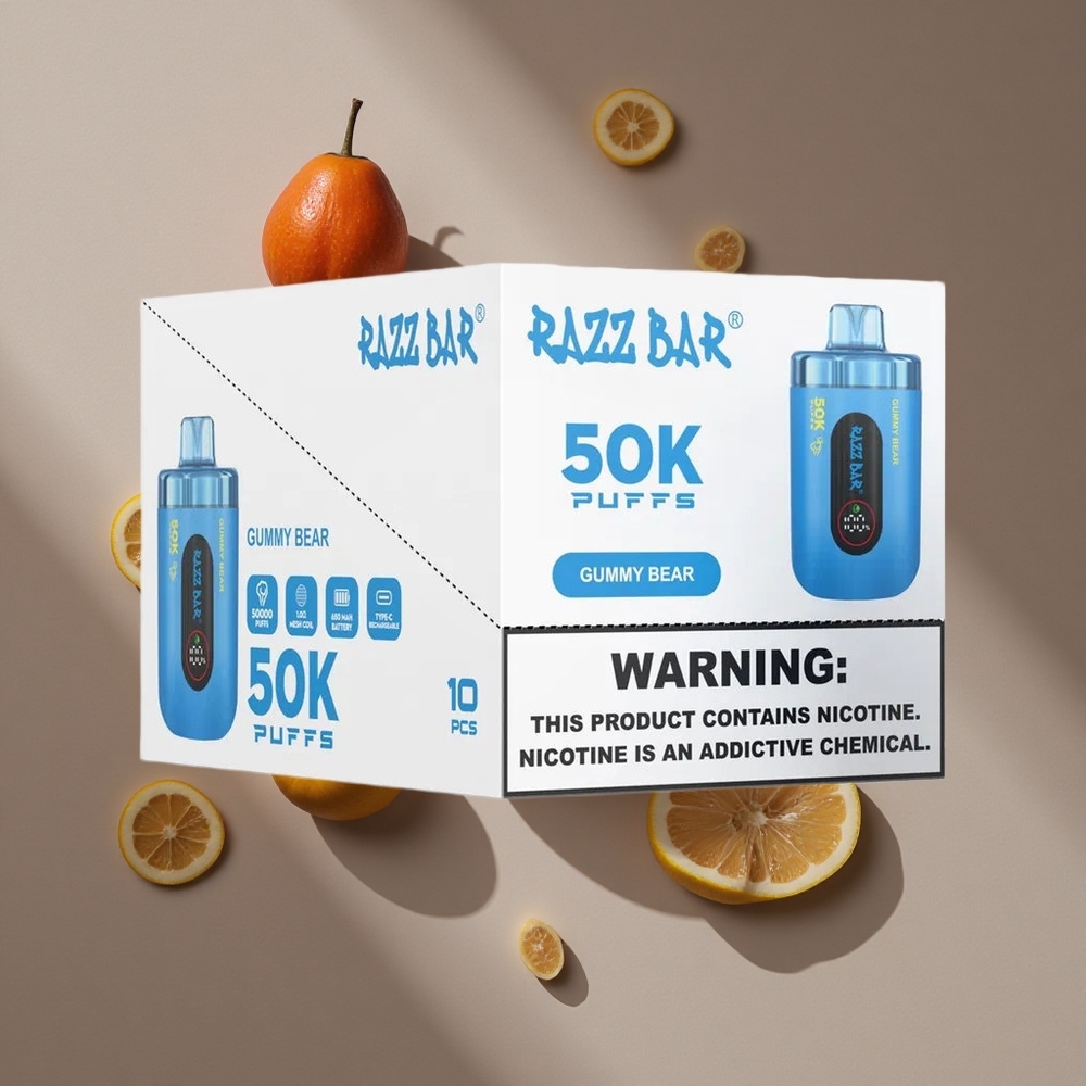 Razz Bar 50K Puffs וייפ חד פעמי דובון גומי עם סוללה 650 מא\ח וסליל 10 אוהם